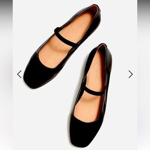 Madewell Greta Ballet Flat in Leather Black 9 NWT